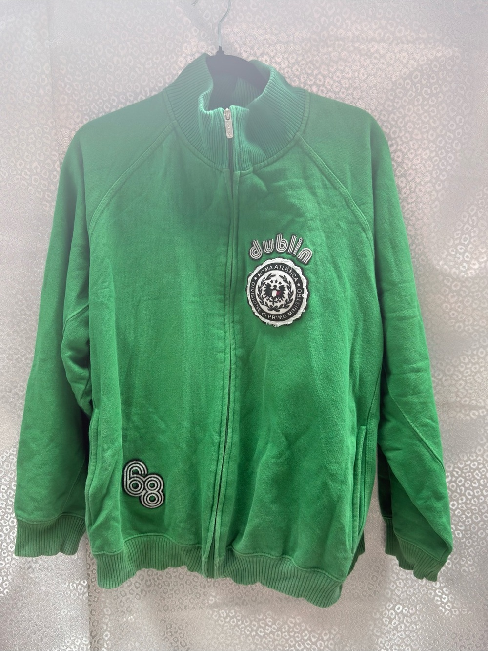 Green Zip-Up Kids Puffer Jacket with Embroidered Patch